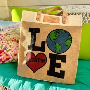 Brighton Earth Love Canvas Tote with Leather Straps
